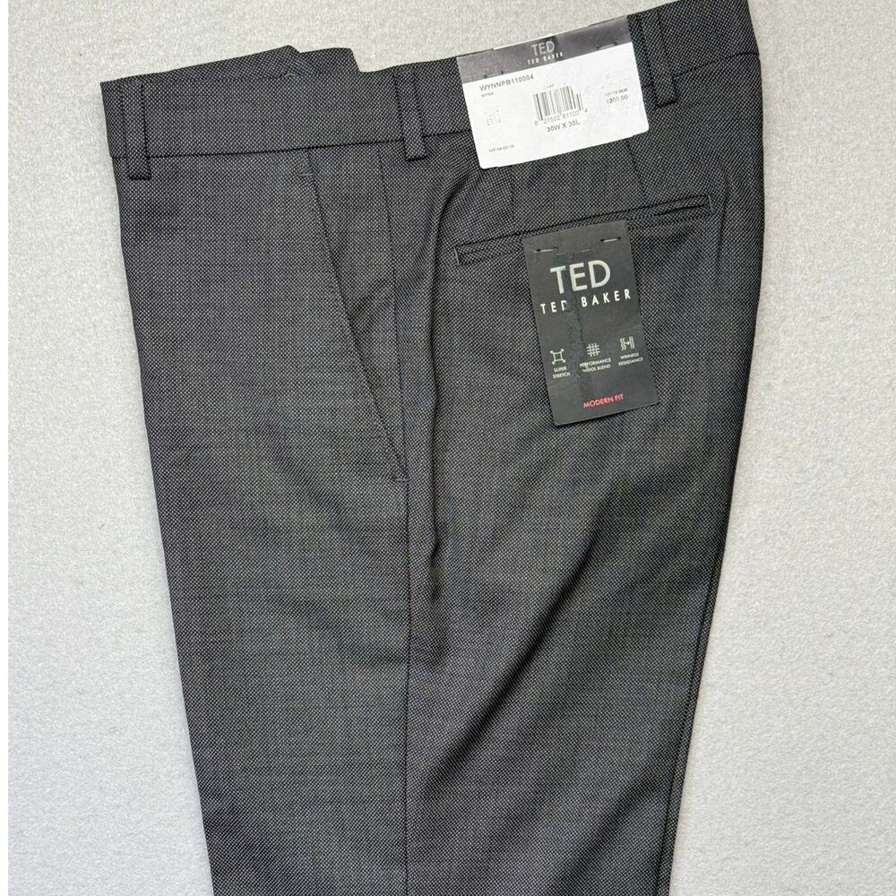 Ted Baker Men's Modern-Fit Stretch Wool-Blend suit pants charcoal 30x30$200